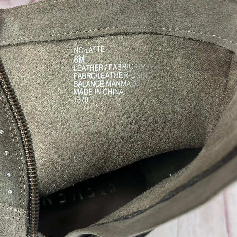 Steven Natural Comfort Latte Suede Studded Bootie Size 8